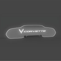 EOS WindRestrictor® C8 Coupe Rear Add On Glow - Flags + Corvette Text, White